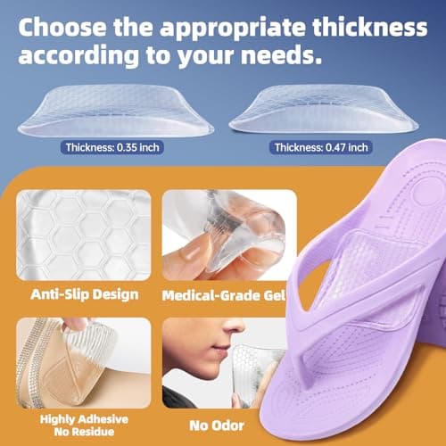 ZAIWOO Arch Support Inserts Women for Flat Feet, Gel Arch Inserts for Plantar Fasciitis Relief, Non-Slip Arch Support Pads, Two-Option of Different Heights