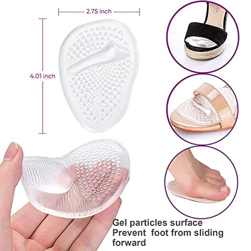 Ball of Foot Cushions, Metatarsal Pads Women, Forefoot Pads Stop Feet from Sliding Forward, Non-Slip Weight Shifting Comfort Insoles Inserts Pad for High Heel Shoes, Metatarsalgia Pain Relief（4 Pairs