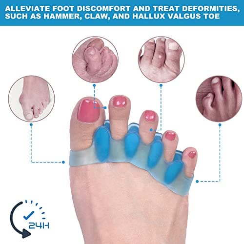 Sosede 4 Pcs Toe Separator,Bunion Corrector for Women Men Toe Spacers to Correct Bunions Yoga Toes Straightener Stretcher Big Toes Correctors Gel Separators (Blue+Pink)