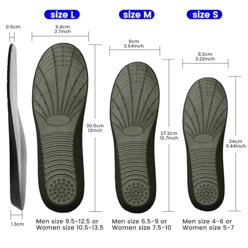 Shoe Insoles, Memory Foam Insoles, Providing Excellent Shock Absorption and Cushioning for Feet Relief, Comfortable Insoles for Men and Women for Everyday Use, M（US M: 6.5-9/W: 7.5-10）