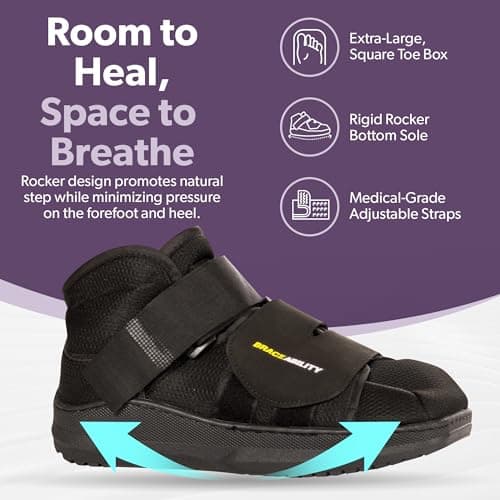 BraceAbility Closed Toe Medical Walking Shoe - Lightweight Broken Toe Cast Boot, Fractured Foot Brace for Metatarsal Stress Fracture, Post-op Bunion, Hammertoe Surgery Recovery - For Men or Women (M)