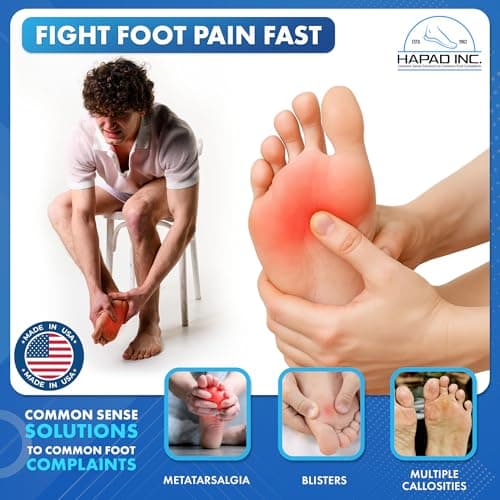 HAPAD Metatarsal Foot Pads for Ball of Foot Pain Relief - Cushion Insoles for Morton's Neuroma, Metatarsalgia Relief - Shoe Inserts for Men & Women - Comfortable Support Pads, Small, 6-Pack