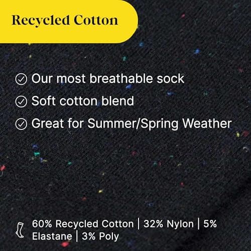 Comrad Recycled Cotton Knee High Socks - 15-20mmHg Graduated Compression Socks, (Medium, Black Confetti) - Soft & Breathable Support for Men, Pregnant Women, Nurses, Home, Work & Travel