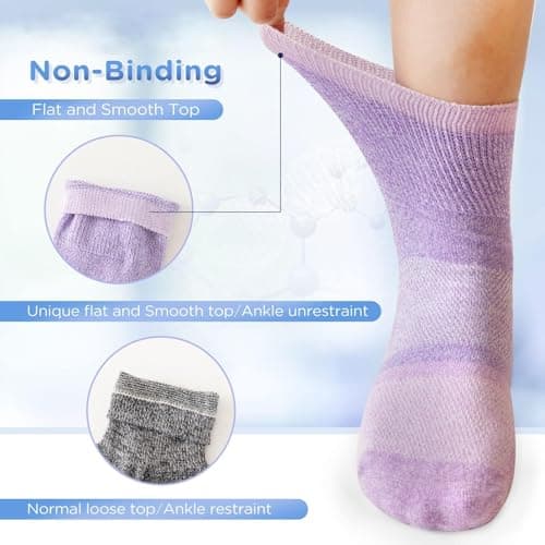Bulinlulu Diabetic Socks for Women&Men,6 Pairs Non Binding Diabetic Ankle Socks,Wide Socks with Seamless Toe(Medium,Bright Colors-6 Pairs)