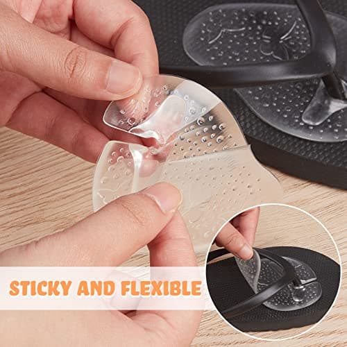 6 Pairs Gel Pads for Thong Sandals Toe Protectors Metatarsal Forefoot Cushion Inserts Foot Pads Non Slip Cushion for Sandals Thong Post Protector of Foot Grip(Clear)