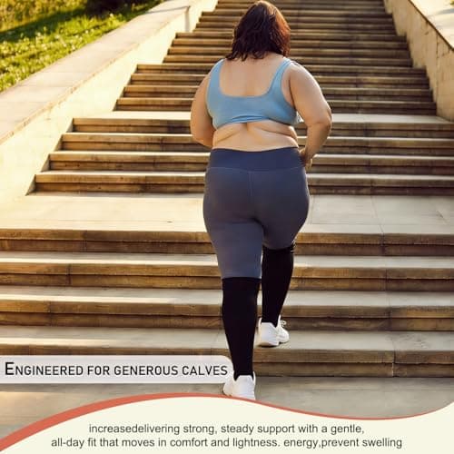 Diu Life 3 Pairs Plus Size Compression Socks for Women and Men Wide Calf Extra Knee High Support for Circulation Black Nurse Gifts Ideas Running Athletic Travel Plain Stockings