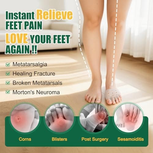 TASZOOS Metatarsal Pads & Toe Separators for Women & Men - Gel Ball of Foot Cushion, 4Pcs Toe Spacers for Pain Relief, Metatarsalgia, Morton’s Neuroma, Long Hours of Standing or Walking