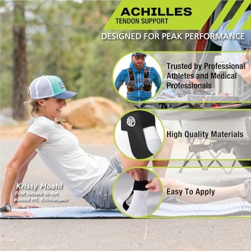 Pro-Tec Athletics Premium Achilles Tendon Support for Tendonitis Relief, Compression Pad, Stabilization, Adjustable Strap & Heel Lift for Men & Women, Recovery from Achilles Tendinitis