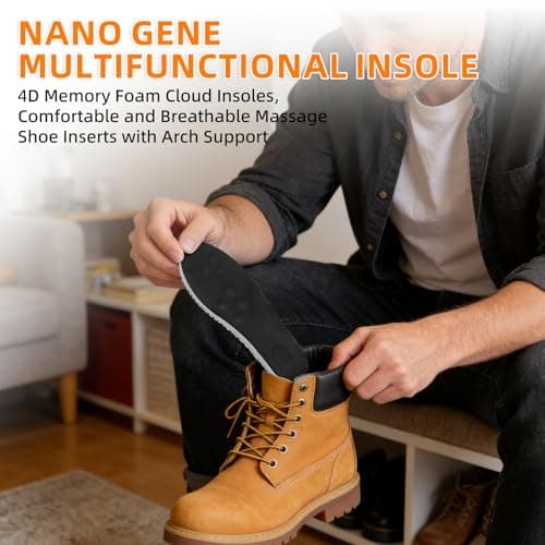 Steppers Insoles for Men & Women, 4D Memory Foam Cloud Footstr Insoles with Arch Support, Comfortable & Breathable Massage Shoe Inserts for Foot Pain & Fatigue (Black, US M 7-11/W 8.5-13.5)