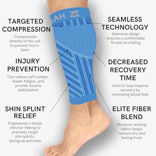 Zensah Running Leg Compression Sleeves - Shin Splint, Calf Compression Sleeve Men and Women (Black, Small/Medium)