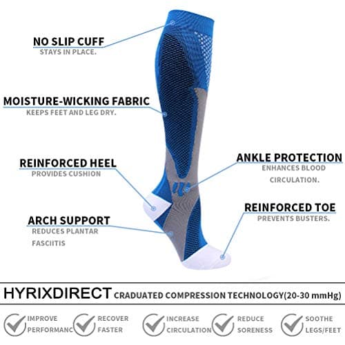 Double Couple 6 Pairs Compression Socks for Men Women 20-30mmhg Wide Calf Compression Sock for Sports Circulation