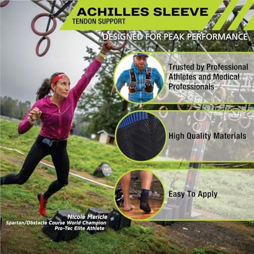 Pro-Tec Athletics Achilles Sleeve with Dual Gel Compression Strips, Achilles Tendon Support for Tendinitis Relief, Provides Comfortable Compression and Stabilization, Reducing Discomfort, Size Large