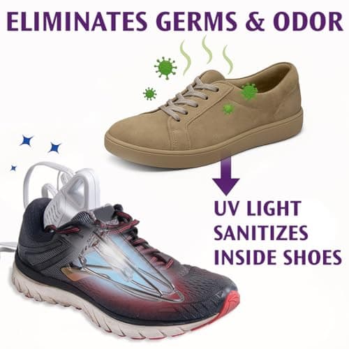 SteriShoe UV Shoe Sanitizer and Deodorizer – Ultraviolet Light Sterilizer for Sneakers, Boots, and Dress Shoes – Kills Odor-Causing Bacteria and Toenail Fungus Germs for Fresh, Clean Feet