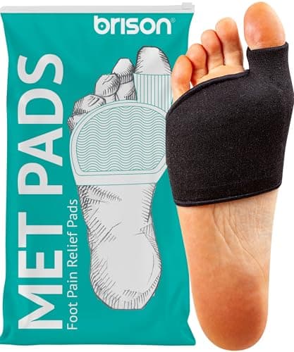 Brison Metatarsal Pads Ball of Foot Cushion for Men and Women - Gel Foot Cushions for Pain Relief Morton’s Neuroma Metatarsalgia Sesamoiditis Calluses - 1 Pair Black Medium (M 10-13, W 11-14)