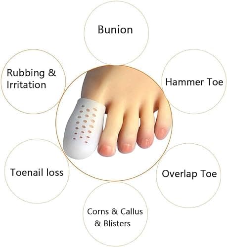 Hoogoo Big Toe Cap, 10 Pcs Breathable Toe Protector Toe Cover Sleeves with Holes, Provides Relief from Missing or Ingrown Toenails, Corns, Blisters, Hammer Toes, Reduce Friction