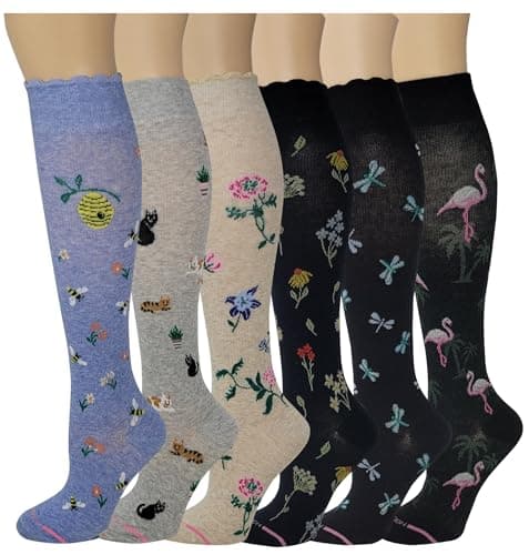 Women's Compression Socks Therapeutic Graduated (Pack of 6 Pairs) (Assorted #F)
