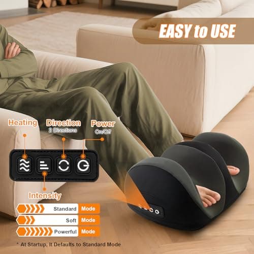 CCHYF Foot Massager with Heat, Shiatsu Kneading Foot and Calf Electric Massager Machine with Roller, Massage Feet/Arm/Calf/Ankle for Relax, Plantar Fasciitis, Pain Relief, Gifts for Women & Men, Black