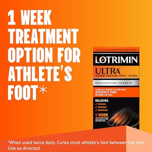 Lotrimin Ultra 1 Week Athlete's Foot Treatment, Prescription Strength Butenafine Hydrochloride 1%, Cures Most Athlete’s Foot Between Toes, Cream, 1.1 Oz