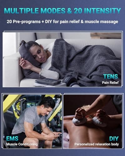 Comfytemp TENS Unit Muscle Stimulator for Pain Relief, FSA Eligible TENS Machine - 24 Modes & DIY, HSA Dual Channel EMS Unit for Back Neck Shoulder Electronic Pulse Massager, Mothers Day Gift, 10 Pads
