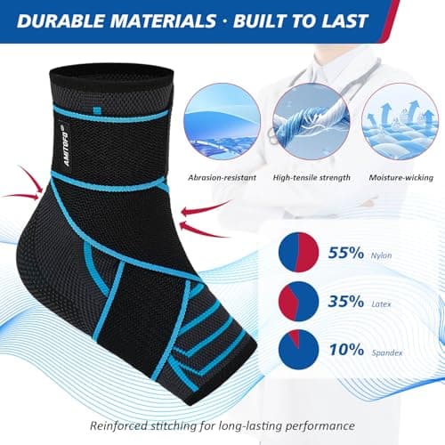 AMITOFO Ankle Brace for Sprained Ankle, Plantar Fasciitis & Achilles Tendonitis Relief, Heel Support with Strap for Men Women, Compression Wrap for Foot Swelling(Single, Medium)