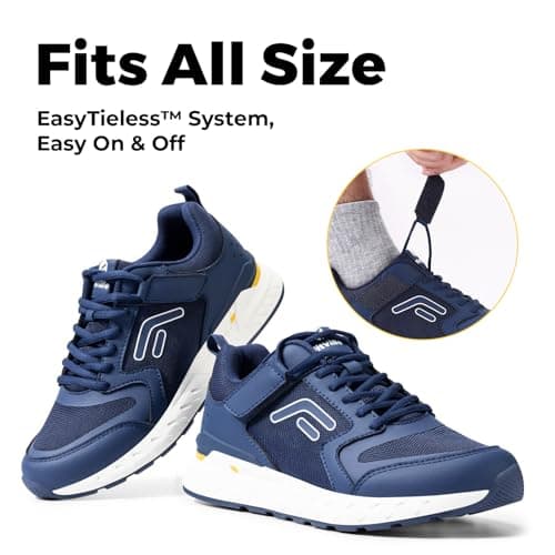 FitVille Mens Walking Shoes Diabetic Shoes for Men Wide Width Hands Free Tennis Shoes Workout Shoes Gym Training Shoes Hook & Loop Diabetic Shoes for Hammer Toe Azure Blue/White Size 11.5 X-Wide
