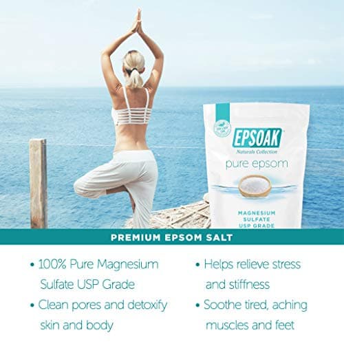 Epsoak Epsom Salt 19 lb. Magnesium Sulfate USP. Resealable Epsom Salt Bag Unscented, Made in The USA, Cruelty-Free Certified