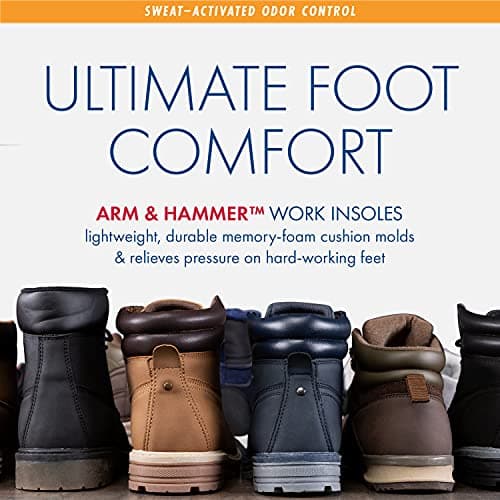 Arm & Hammer Memory Foam Work Insoles for Men and Women, Pair of Anti-Fatigue Memory Foam Inserts with Arch Support for Work Boots, Sneakers, Or Dress Shoes. (1 Pack)