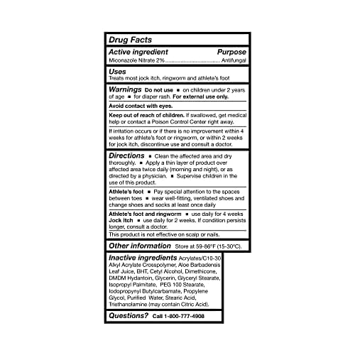 McKesson Antifungal Cream, 2% Miconazole Nitrate - Relieves Itching, Burning, Cracking from Jock Itch, Ringworm and Athlete Foot - 4 oz., 1 Count