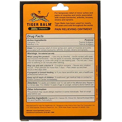 Tiger Balm Sport Rub Pain Relieving Ointment, Ultra Strength 1.70 oz (Pack of 3)