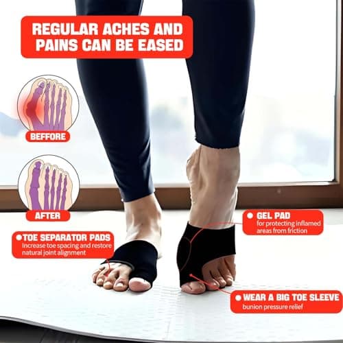 2PCS Bunion Corrector for Women & Men, Big Toe Straightener with Adjustable Splint, Breathable Bunion Relief Sleeve & Toe Spacers, Comfortable Hammer Toe Corrector for Day Night Use