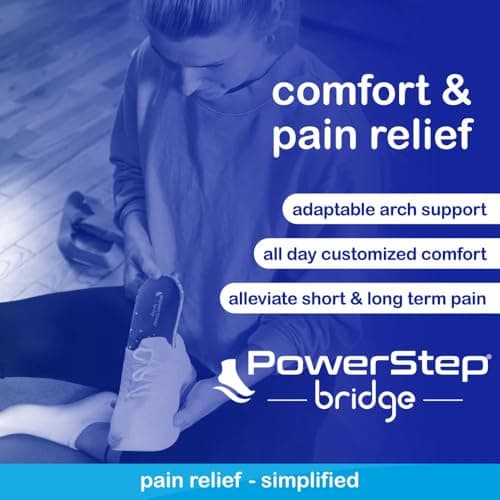 PowerStep Bridge, Flexible Arch Insoles, Comfort Memory Foam Insert, Plantar Fasciitis Pain Relief, Adaptable Arch Support, Neutral Arch, Shoe Inserts, Unisex (Men 10-11.5, Women 11-12.5)