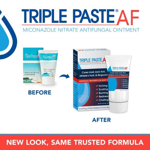 Triple Paste AF Antifungal Ointment for Skin, Athletes Foot Treatment and Ringworm Treatment - 2% Miconazole Antifungal Cream - 2 Oz Tube (Packaging May Vary)