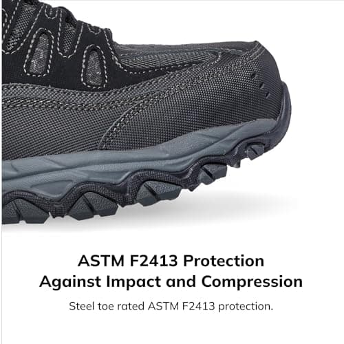 Skechers Men's Cankton Steel Toe Construction Shoe - Electrical Hazard Rated, Memory Foam, Black/Charcoal, 10.5 Wide