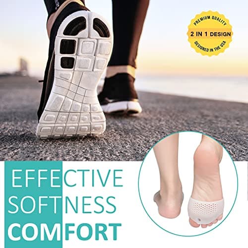 Metatarsal Pads, Gel Toe Separators, Bunion Corrector Cushion, Toe Spacers, Ball of Foot Cushions, Soft&Breathable, Idea for Mortons Neuroma, Blisters, Diabetic Feet, Hammer Toe, Rapid Pain Relief