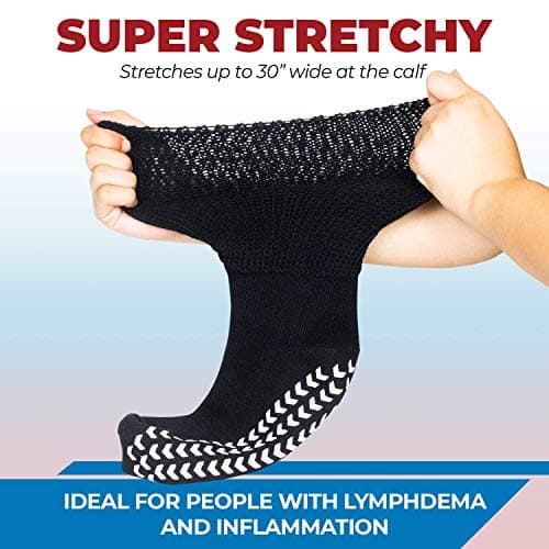 Extra Wide Socks for Swollen Feet, Bariatric Socks, Non Slip Socks Men, Hospital Socks, Swollen Feet Socks Women, Extra Wide Socks, Diabetic Socks for Men and Women, Hospital Socks - 3 pairs