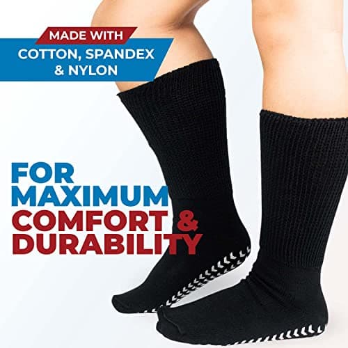 Extra Wide Socks for Swollen Feet, Bariatric Socks, Non Slip Socks Men, Hospital Socks, Swollen Feet Socks Women, Extra Wide Socks, Diabetic Socks for Men and Women, Hospital Socks - 3 pairs