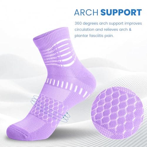 IRAMY Ankle Compression Socks for Women Men Plantar Fasciitis Relief Cushioned Athletic Running Socks 3 Pairs