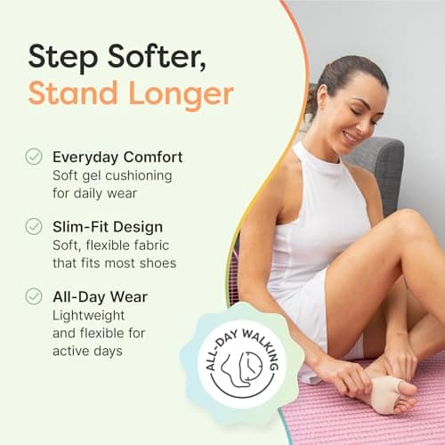 ZenToes Metatarsal Pads for Men and Women - Ball of Foot Pain Relief Cushions for Sesamoiditis, Metatarsalgia, Morton's Neuroma - 2 Pairs Fabric Sleeves with Gel Inserts (Medium, Beige)