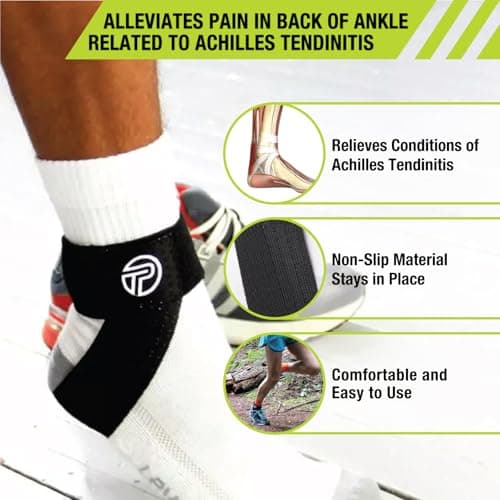 Pro-Tec Athletics Premium Achilles Tendon Support for Tendonitis Relief, Compression Pad, Stabilization, Adjustable Strap & Heel Lift for Men & Women, Recovery from Achilles Tendinitis