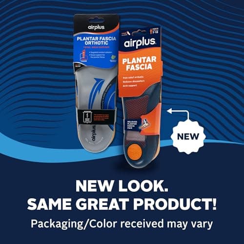Airplus Plantar Fascia Orthotic 3/4 Length Shoe Insole (FSA&HSA Eligible)-Foam Shell & Gel Heel - Deep Heel Cup, Full-Foot Arch Support-Soft Cushioning & Stability -Fits Most Shoes & Boots-Unisex