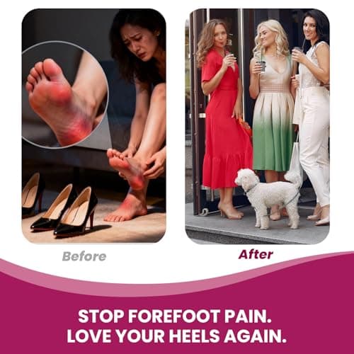 Ball of Foot Cushion Pads for Women - Bukihome 4-Pair Metatarsal Pads Prevent and Alleviate Ball-of-Foot Pain, Non-Slip Prevent Sliding Forward Forefoot Cushions for High Heels, Sandals (Khaki)