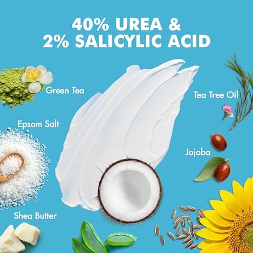 Ebanel Urea Cream 40% plus Salicylic Acid 2%, Foot Cream for Dry Cracked Heels Feet Knees Elbows Hands, Foot Dead Skin Cuticle Callus Remover Toenail Softener, Keratolytic Skin Barrier Repair, 2-Pack