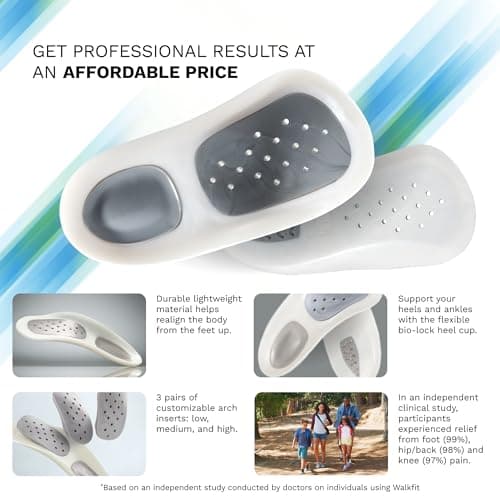 WalkFit Platinum Foot Orthotics Plantar Fasciitis Arch Support Insoles Relieve Foot Back Hip Leg and Knee Pain Improve Balance Alignment (Men 9-9.5 / Women 10-10.5)