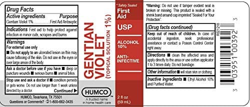 Humco Gentian Violet Topical Solution 1% Liquid - 2 Fl Oz