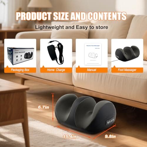 CCHYF Foot Massager with Heat, Shiatsu Kneading Foot and Calf Electric Massager Machine with Roller, Massage Feet/Arm/Calf/Ankle for Relax, Plantar Fasciitis, Pain Relief, Gifts for Women & Men, Black