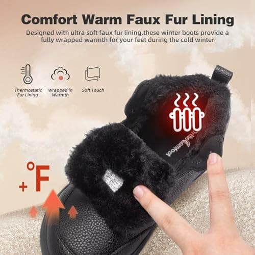 Women's Orthopedic Diabetic Wide Leather Winter Ankle Boots: Warm Plantar Fasciitis Hammer Toes Bunions Recovery Walking Shoes, Comfort Arch Support Leisure Tennis Travel Oxford Boots Black Size 7.5