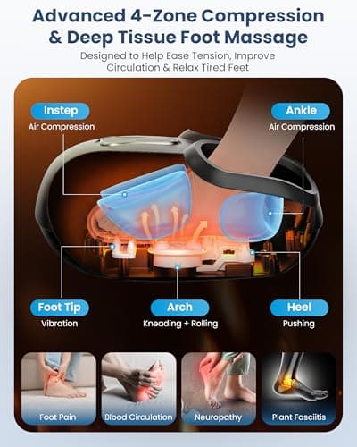 COMFIER [2026 Shiatsu Foot Massager with Fast Heat,Kneading Rolling Compression,Extra Vibration, FSA Eligible HSA Store, Plantar Fasciitis,Neuropathy Pain,Mothers Day Gifts for Women,Bigger Size 13“