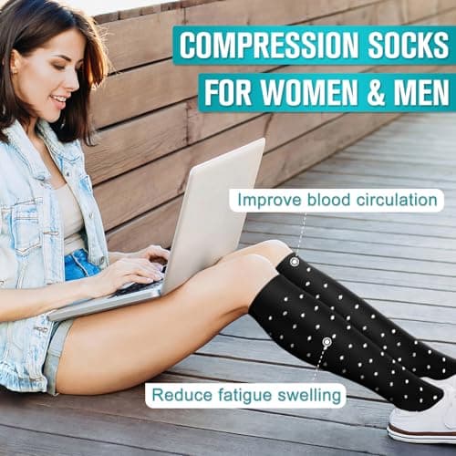 BLUEENJOY Copper Compression Socks for Women & Men (6 pairs) - Best Support for Nurses, Running, Hiking, Recovery