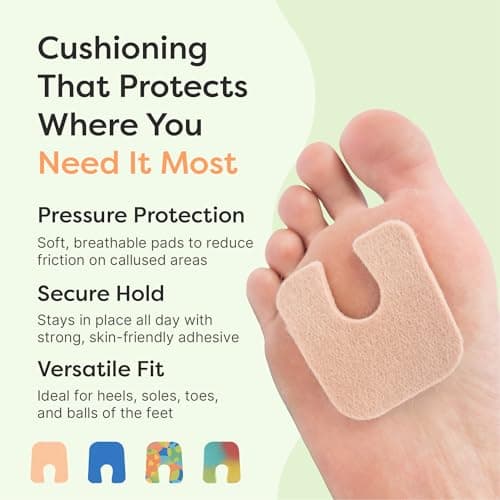 ZenToes U-Shaped Felt Callus Pads | Protect Calluses from Rubbing on Shoes | Reduce Foot and Heel Pain | Pack of 24 | 1/8” Self-Stick Pedi Cushions