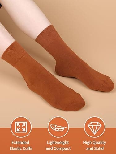 FGZ Womens Thin Cotton Socks, Casual Soft Cotton Socks Women Above Ankle Crew Socks 5 Pairs (9-11, Multicolored)